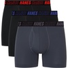 image:imageHanes Mens Moves Performance Boxer Brief Total Support Pouch Regular Trunk and Long Leg 3packGreyBlack