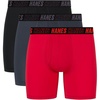image:imageHanes Mens Moves Performance Boxer Brief Total Support Pouch Regular Trunk and Long Leg 3packRedGreyBlack