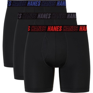 image:imageHanes Mens Moves Performance Boxer Brief Total Support Pouch Regular Trunk and Long Leg 3packBlack