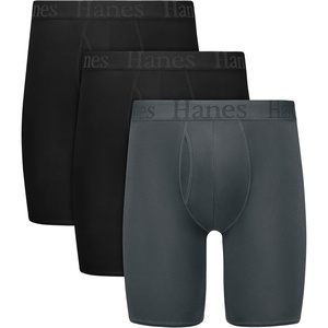 image:imageHanes Mens Originals Supersoft Boxer Brief Underwear Total Support Pouch Boxer Briefs for Men Long Leg amp Regular 3packBlack  Grey