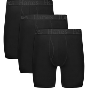image:imageHanes Mens Originals Supersoft Boxer Brief Underwear Total Support Pouch Boxer Briefs for Men Long Leg amp Regular 3packBlack