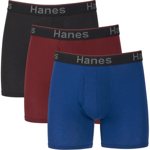 image:imageHanes Mens Total Support Pouch Mens Boxer Brief Underwear Antichafing Moisturewicking Odor Control 3packBlueRedBlack