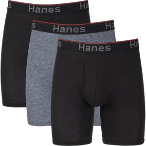 image:imageHanes Mens Total Support Pouch Mens Boxer Brief Underwear Antichafing Moisturewicking Odor Control 3packGreyBlack
