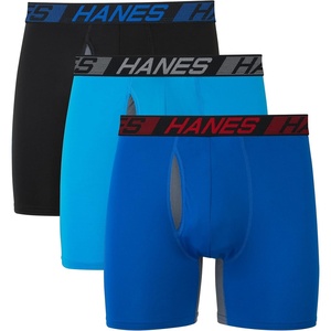 image:imageHanes Mens Underwear Boxer Briefs Pack 3Pack Total Support Pouch Long or ShortLeg Boxer BriefsAwesome BluePalatinate BlueBlack