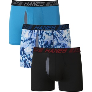 image:imageHanes Mens Underwear Boxer Briefs Pack 3Pack Total Support Pouch Long or ShortLeg Boxer BriefsBlackTie DyeBlue