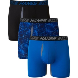 image:imageHanes Mens Underwear Boxer Briefs Pack 3Pack Total Support Pouch Long or ShortLeg Boxer BriefsBlueBlack
