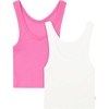 image:imageHanes Womens Originals Rib Crop Tank Top 2Pack Comfywear Stretch Cotton Cropped TopPink OleanderWhite