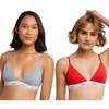 image:imageHanes Womens Triangle Bralette Pack 2Pack Originals Breathable Stretch Cotton Bras for Women Wireless BraShelton RedConcrete Heather