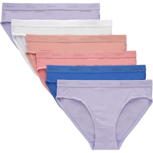 image:imageHanes Girls Originals Supersoft Bikini Underwear Modal Rib Panties for Girls 6packBikini  PurpleWhitePeach 6pack