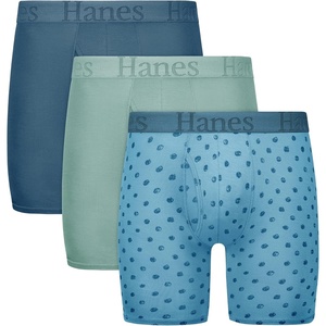 image:imageHanes Mens Underwear SuperSoft Viscose from Bamboo 3Pack Sexy Mens Underwear Short or Regular Leg Boxer BriefsBlueGreen