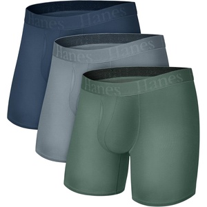 image:imageHanes Mens Underwear SuperSoft Viscose from Bamboo 3Pack Sexy Mens Underwear Short or Regular Leg Boxer BriefsGreyGreenNavy