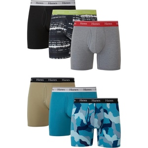 image:imageHanes Originals Mens Boxer Briefs amp Trunks Stretch Cotton MoistureWicking Underwear Modern Fit Low Rise MultipacksRegular Leg  Blue CamoKhakiBlack  6 Pack