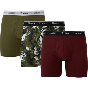 image:imageHanes Originals Mens Boxer Briefs amp Trunks Stretch Cotton MoistureWicking Underwear Modern Fit Low Rise MultipacksRegular Leg  MaroonCargo Olive  3 Pack