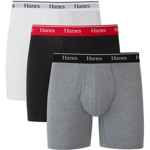image:imageHanes Originals Mens Boxer Briefs amp Trunks Stretch Cotton MoistureWicking Underwear Modern Fit Low Rise MultipacksRegular Leg  White  Black  Concrete Heather  3 Pack