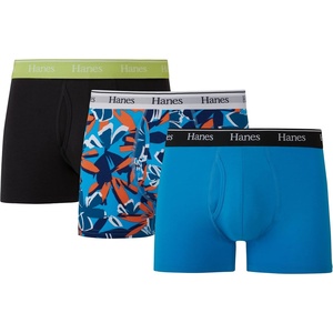 image:imageHanes Originals Mens Boxer Briefs amp Trunks Stretch Cotton MoistureWicking Underwear Modern Fit Low Rise MultipacksTrunks  BlueBlack  3 Pack