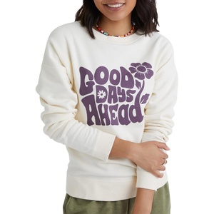 image:imageHanes Originals Womens Fleece Sweatshirt Midweight Sweatshirt for Women Placed FlowersParchment  Farm Fresh Trees