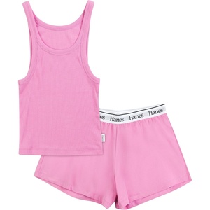 image:imageHanes Womens Originals Comfywear Rib Crop Tank and Sleep Shorts 2Piece SetStrawberry PinkStrawberry Pink