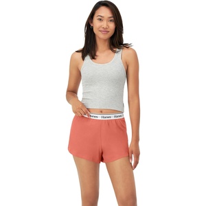 image:imageHanes Womens Originals Comfywear Rib Crop Tank and Sleep Shorts 2Piece SetToasted OrangeHeather Grey