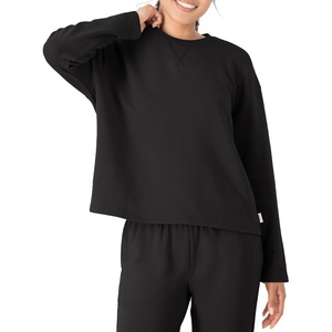 image:imageHanes Womens Originals French Terry Pullover Cropped Crewneck Sweatshirt for Women Comfywear LoungewearBlack