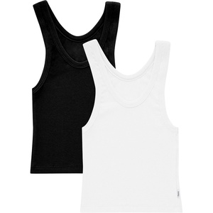 image:imageHanes Womens Originals Rib Crop Tank Top 2Pack Comfywear Stretch Cotton Cropped TopWhiteBlack