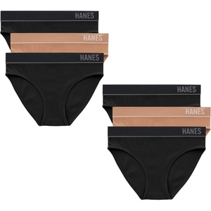 image:imageHanes Womens Originals Seamless Stretch Rib Bikini Panties Pack Assorted Colors 6pack4 Black2 Deep Glow