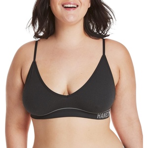 image:imageHanes Womens Originals Seamless Triangle Rib Bralette Soft Ribbed Bras ComfortFlex Fit BraBlack