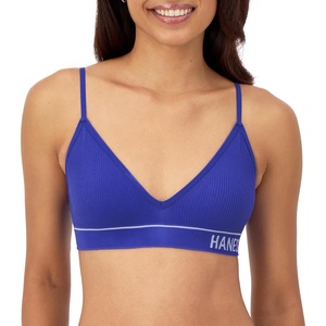 image:imageHanes Womens Originals Seamless Triangle Rib Bralette Soft Ribbed Bras ComfortFlex Fit BraBright Violet Indigo