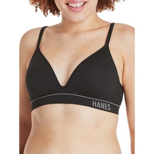 image:imageHanes Womens Seamless Wireless Bra Originals Ribbed Contour Bras for Women ComfortFlex Fit Bralettes Full CoverageBlack