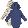 image:imageHanes Baby Pure Comfort Long Sleeve Hoodie Bodysuits Infant Bodysuits Unisex 3packBeigeBlue