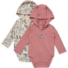 image:imageHanes Baby Pure Comfort Long Sleeve Hoodie Bodysuits Infant Bodysuits Unisex 3packBeigeRust
