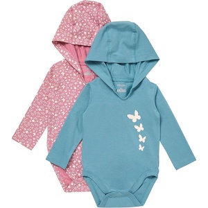 image:imageHanes Baby Pure Comfort Long Sleeve Hoodie Bodysuits Infant Bodysuits Unisex 3packRoseBlue
