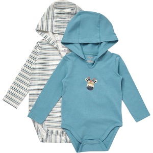 image:imageHanes Baby Pure Comfort Long Sleeve Hoodie Bodysuits Infant Bodysuits Unisex 3packWhiteBlue