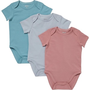 image:imageHanes Baby Pure Comfort Short Sleeve Bodysuits Infant Bodysuits Boys amp Girls 3packGreyRustBlue