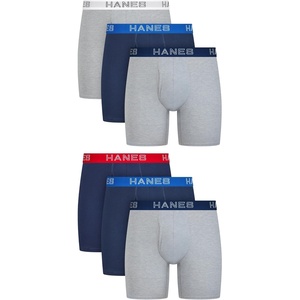 image:imageHanes Mens Boxer Brief Underwear Pack Stretch Cotton Boxer Briefs for Men Moisturewicking 6packNavy  Grey