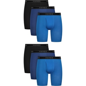 image:imageHanes Mens Underwear Boxer Brief Pack Performance Stretch Underwear Moisturewicking Boxer Briefs for Men 6packBlack  Blue  Navy