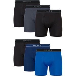 image:imageHanes Mens Underwear Boxer Brief Pack Performance Stretch Underwear Moisturewicking Boxer Briefs for Men 6packBlackBlueGrey