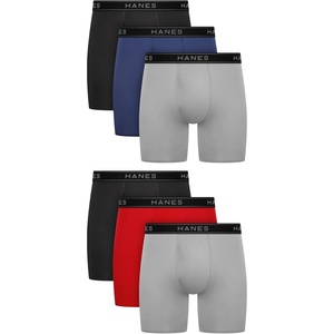 image:imageHanes Mens Underwear Boxer Brief Pack Performance Stretch Underwear Moisturewicking Boxer Briefs for Men 6packBlue  Grey  Black  Red