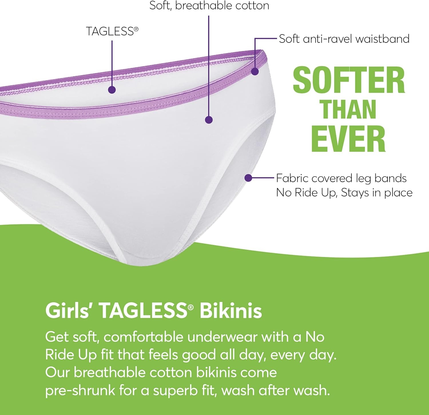image:imageHanes Girls Hanes Girls 20pack Tagless Cotton Brief PantiesBikini  Assorted  10 Pack