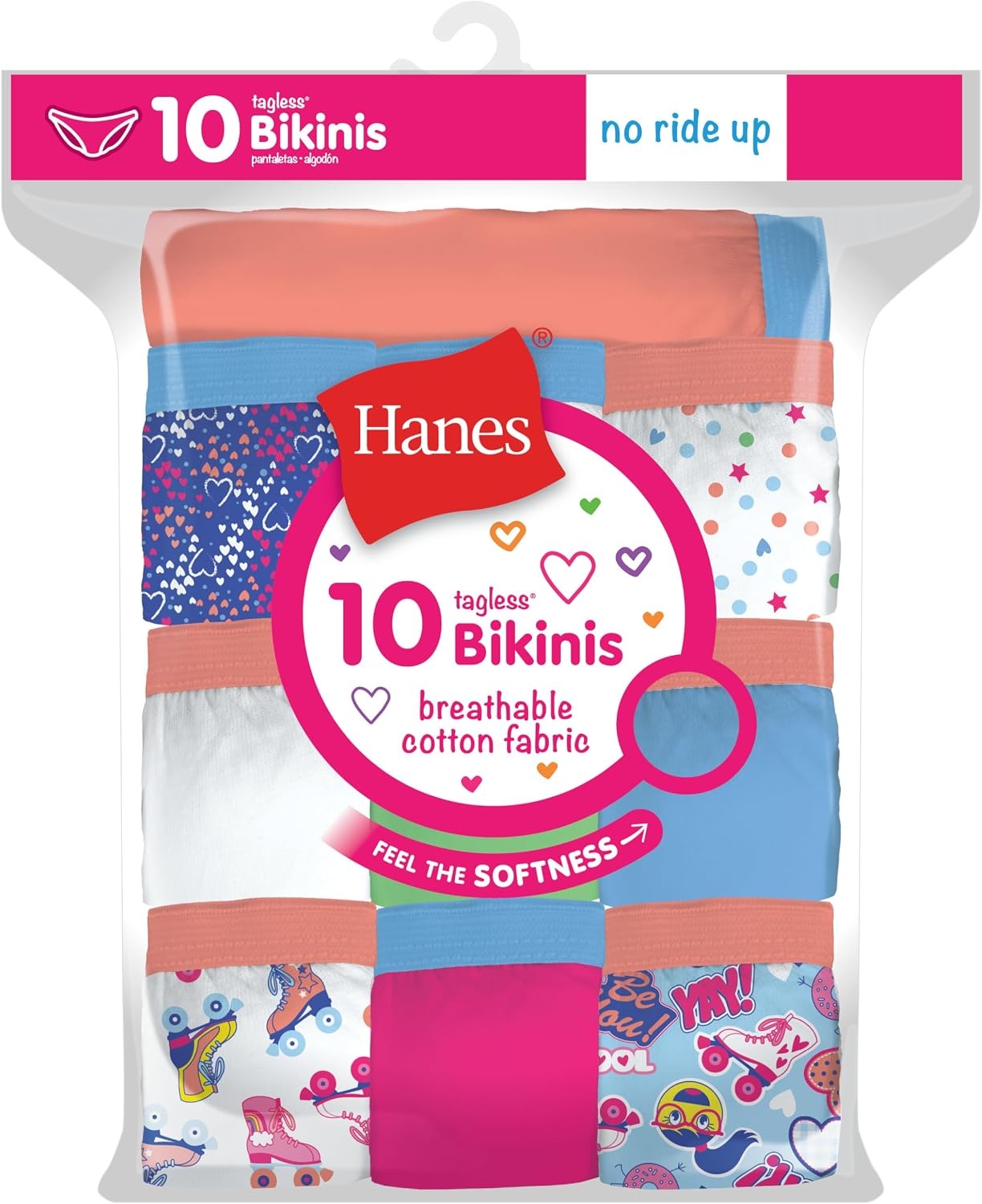 image:imageHanes Girls Hanes Girls 20pack Tagless Cotton Brief PantiesBikini  Assorted  10 Pack