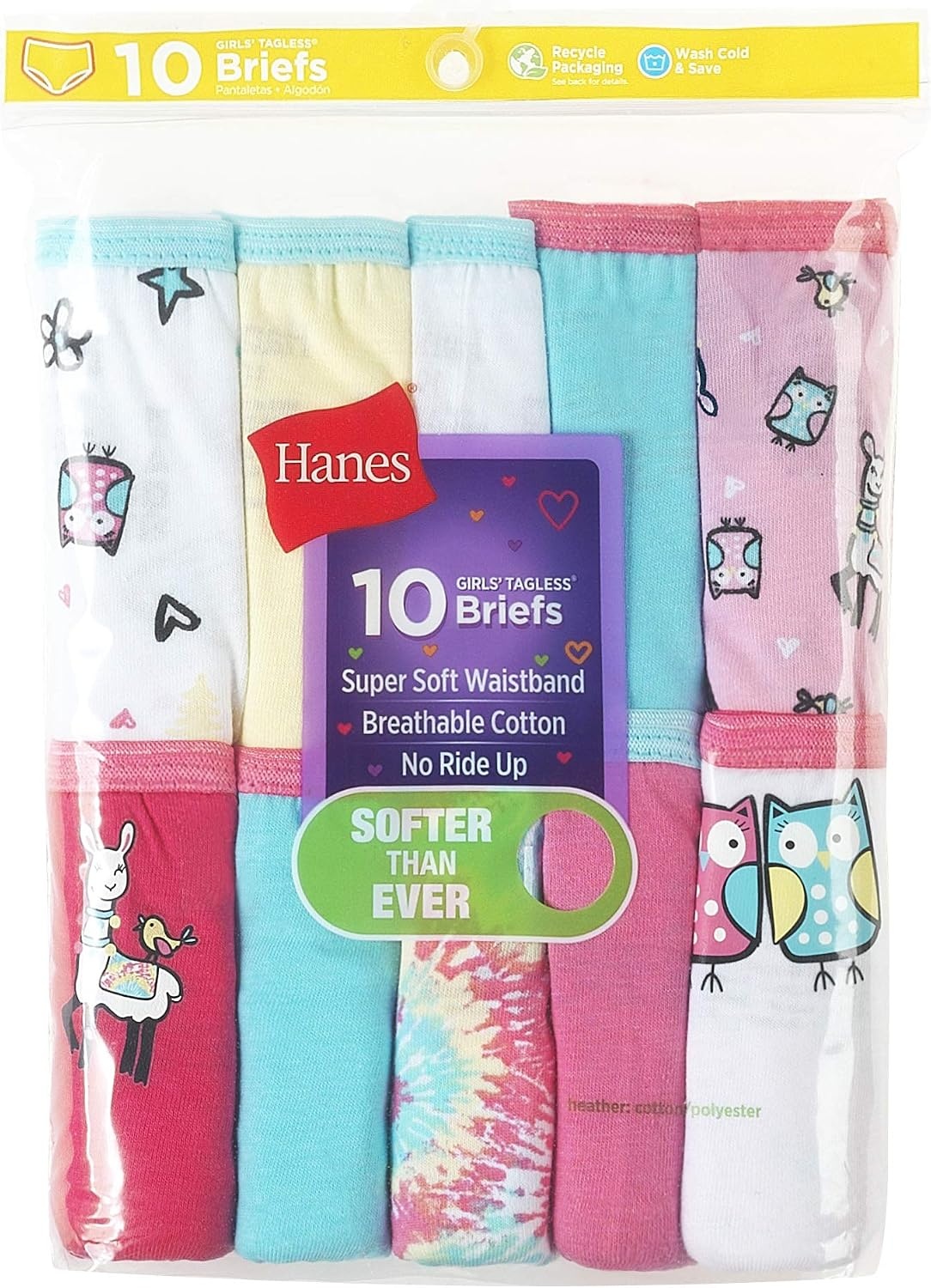 image:imageHanes Girls Hanes Girls 20pack Tagless Cotton Brief PantiesBriefs  Assorted  10 Pack