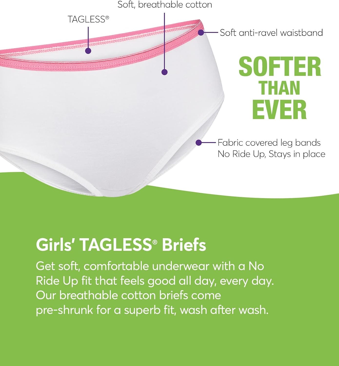 image:imageHanes Girls Hanes Girls 20pack Tagless Cotton Brief PantiesBriefs  Assorted  6 Pack