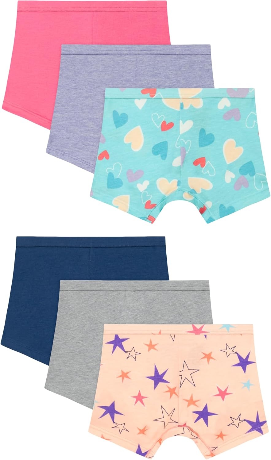 image:imageHanes Girls Play Shorts Cotton Stretch Play Shorts for Girls Pullon Shorts Assorted Solids MultipacksBlue  Grey  Stars  Purple  Hearts