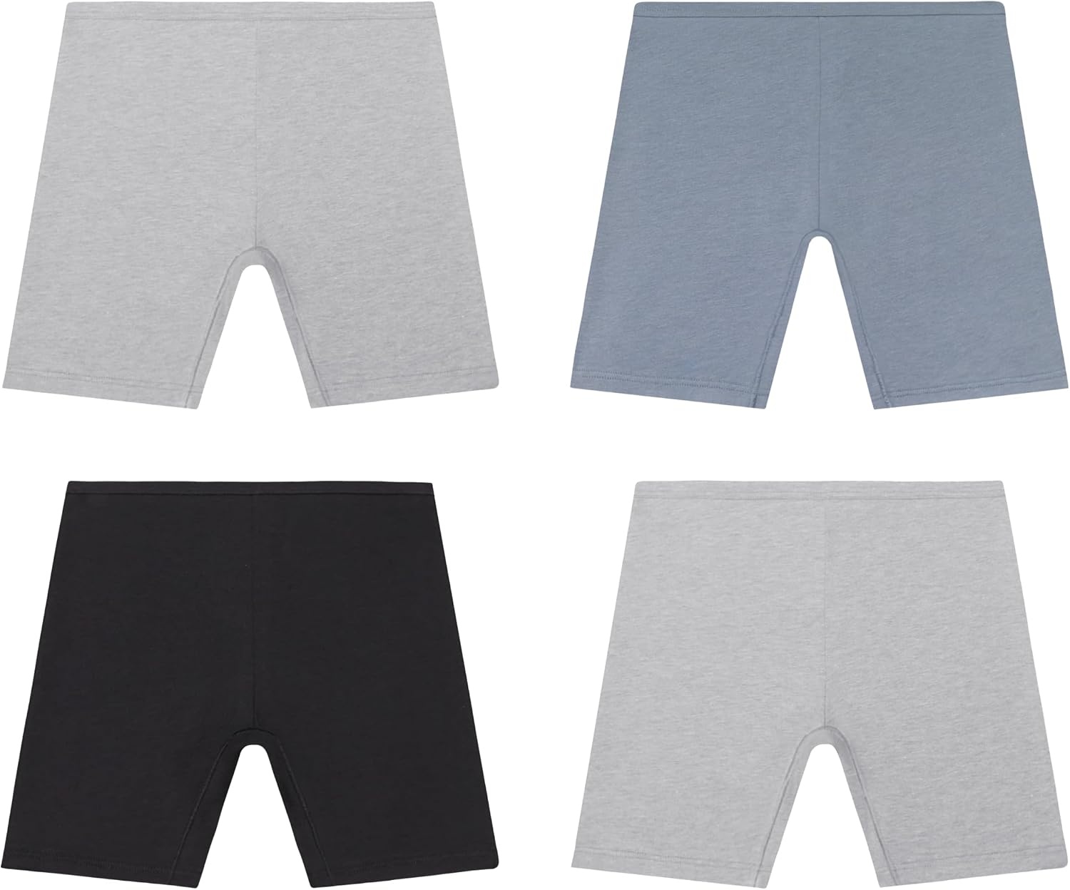 image:imageHanes Girls Play Shorts Cotton Stretch Play Shorts for Girls Pullon Shorts Assorted Solids MultipacksGrey Heather  Black  Blue