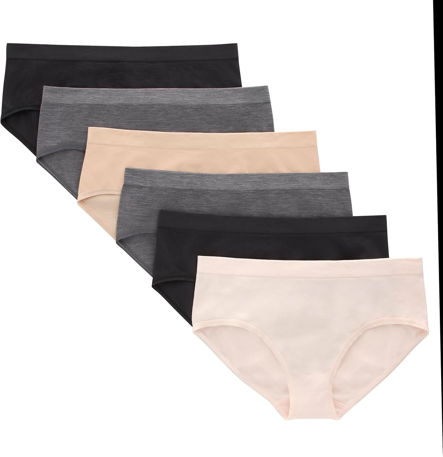 image:imageHanes Tween Girls Underwear Seamless Girls Panties Boyshort amp Hipster Assorted Colors 6PackIvoryBeigeGreyBlack  6 Pack