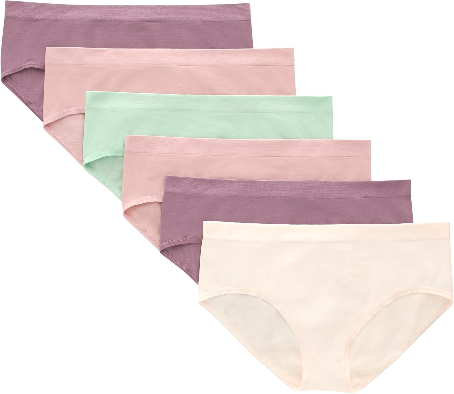image:imageHanes Tween Girls Underwear Seamless Girls Panties Boyshort amp Hipster Assorted Colors 6PackIvoryMintPinkPlum  6 Pack