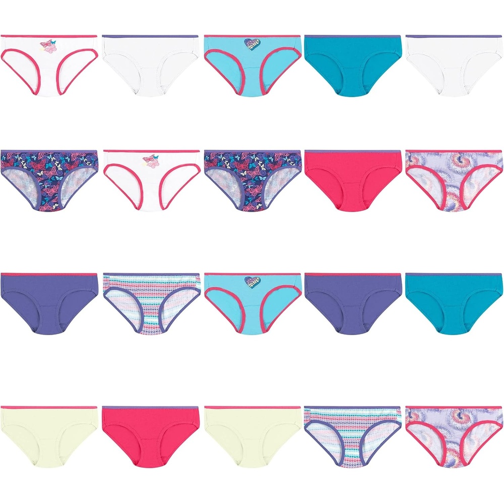 image:imageHanes Girls Hanes Girls 20pack Tagless Cotton Brief PantiesHipster  Assorted  20 Pack