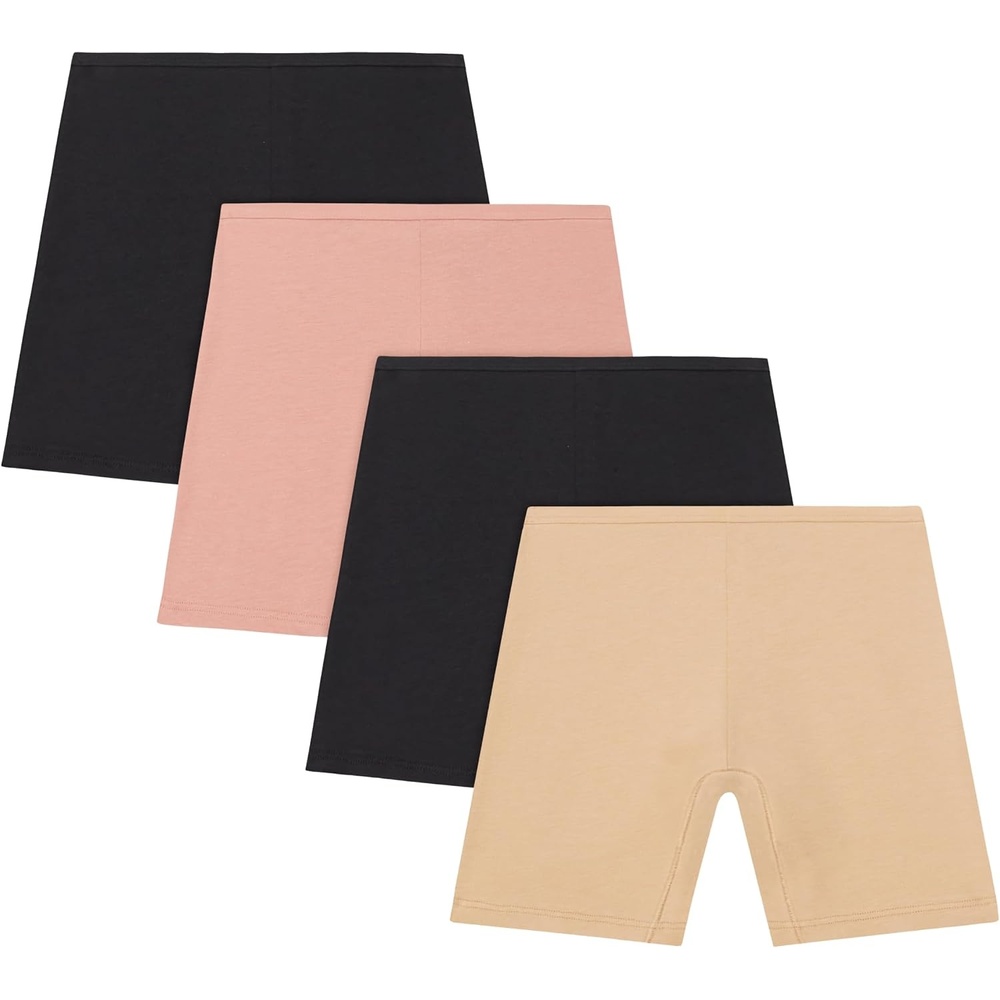 image:imageHanes Girls Play Shorts Cotton Stretch Play Shorts for Girls Pullon Shorts Assorted Solids MultipacksBlack  Rose Pink  Nude