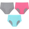 image:imageHanes Girls Absorbency Briefs Underwear 3 Pairs Confident Nights Cotton Overnight Underwear for GirlsGreyAquaPink