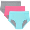 image:imageHanes Girls Absorbency Briefs Underwear 3 Pairs Confident Nights Cotton Overnight Underwear for GirlsGreyAquaPink