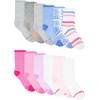image:imageHanes Girls Socks Fashion Patterned Soft Socks No Show Ankle and Crew 12pair PacksPinkBlueGray  12 Pack